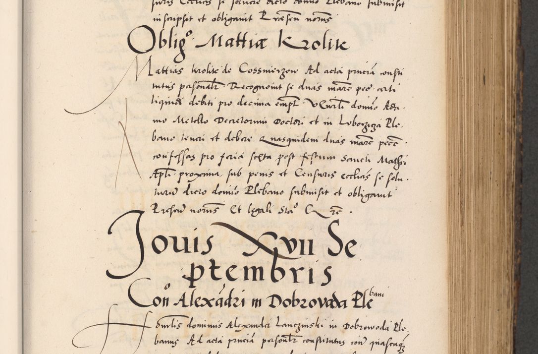 Zdjęcie nr 281 dla obiektu archiwalnego: Acta actorum causarum, sentenciarum diffinitivarum quam interloquutiorum, decretorum, obligationum, quietationum et constitutionum procuratorum coram reverndo domino Petri Porembski preposito Ossviencimensi, canonico et officiali Cracoviensi generali ad annum Dimini 1556, inditione quatuor decima, pontificatus sanctissimi in Christo patris domini Pauli divina providencia pape IIII anno ispius.
