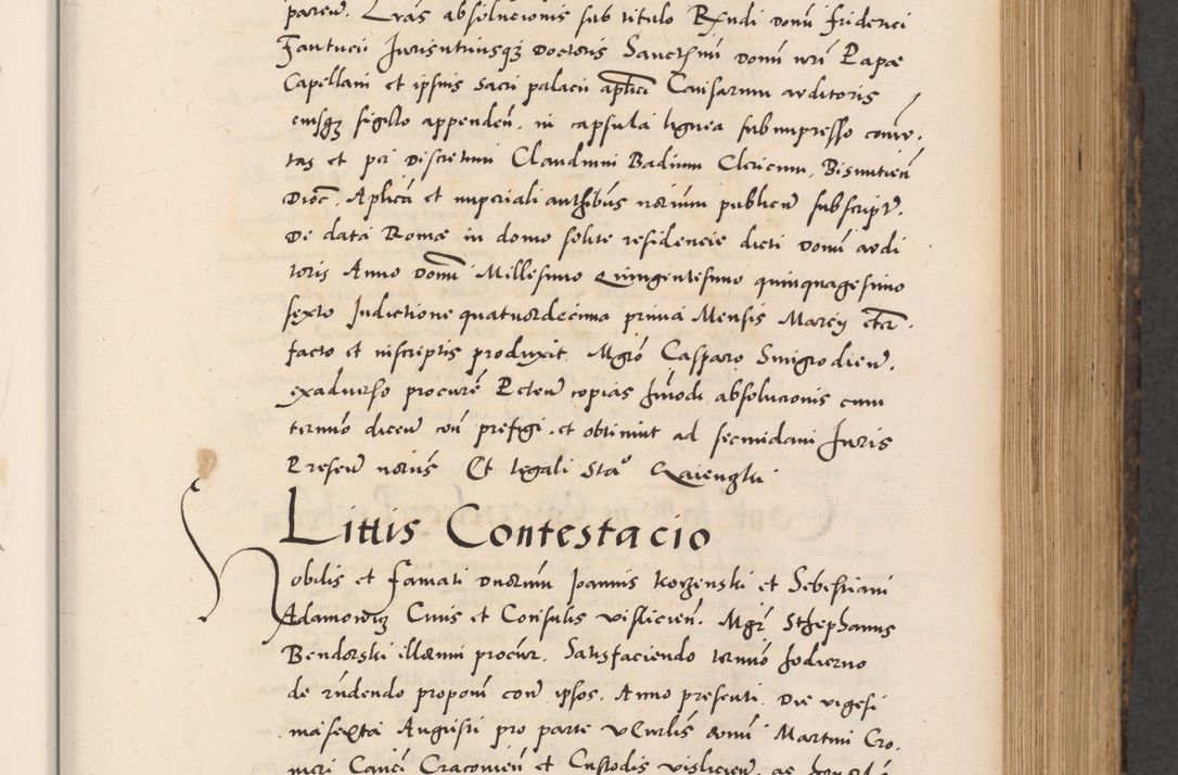 Zdjęcie nr 269 dla obiektu archiwalnego: Acta actorum causarum, sentenciarum diffinitivarum quam interloquutiorum, decretorum, obligationum, quietationum et constitutionum procuratorum coram reverndo domino Petri Porembski preposito Ossviencimensi, canonico et officiali Cracoviensi generali ad annum Dimini 1556, inditione quatuor decima, pontificatus sanctissimi in Christo patris domini Pauli divina providencia pape IIII anno ispius.
