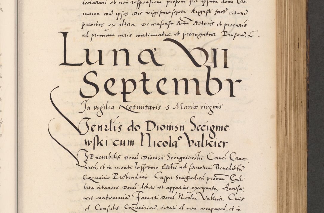 Zdjęcie nr 267 dla obiektu archiwalnego: Acta actorum causarum, sentenciarum diffinitivarum quam interloquutiorum, decretorum, obligationum, quietationum et constitutionum procuratorum coram reverndo domino Petri Porembski preposito Ossviencimensi, canonico et officiali Cracoviensi generali ad annum Dimini 1556, inditione quatuor decima, pontificatus sanctissimi in Christo patris domini Pauli divina providencia pape IIII anno ispius.