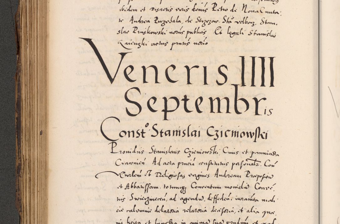 Zdjęcie nr 264 dla obiektu archiwalnego: Acta actorum causarum, sentenciarum diffinitivarum quam interloquutiorum, decretorum, obligationum, quietationum et constitutionum procuratorum coram reverndo domino Petri Porembski preposito Ossviencimensi, canonico et officiali Cracoviensi generali ad annum Dimini 1556, inditione quatuor decima, pontificatus sanctissimi in Christo patris domini Pauli divina providencia pape IIII anno ispius.