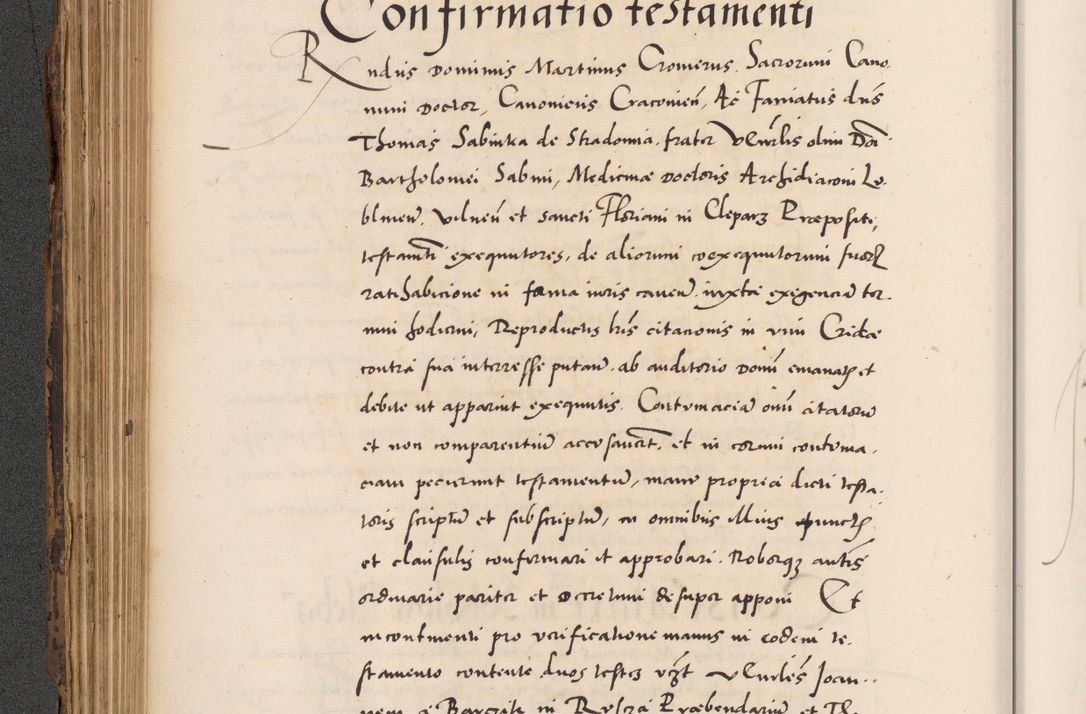 Zdjęcie nr 258 dla obiektu archiwalnego: Acta actorum causarum, sentenciarum diffinitivarum quam interloquutiorum, decretorum, obligationum, quietationum et constitutionum procuratorum coram reverndo domino Petri Porembski preposito Ossviencimensi, canonico et officiali Cracoviensi generali ad annum Dimini 1556, inditione quatuor decima, pontificatus sanctissimi in Christo patris domini Pauli divina providencia pape IIII anno ispius.