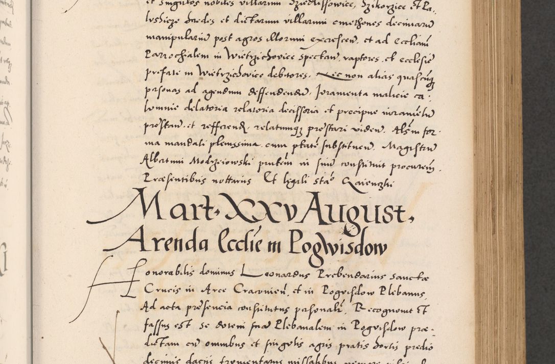 Zdjęcie nr 241 dla obiektu archiwalnego: Acta actorum causarum, sentenciarum diffinitivarum quam interloquutiorum, decretorum, obligationum, quietationum et constitutionum procuratorum coram reverndo domino Petri Porembski preposito Ossviencimensi, canonico et officiali Cracoviensi generali ad annum Dimini 1556, inditione quatuor decima, pontificatus sanctissimi in Christo patris domini Pauli divina providencia pape IIII anno ispius.