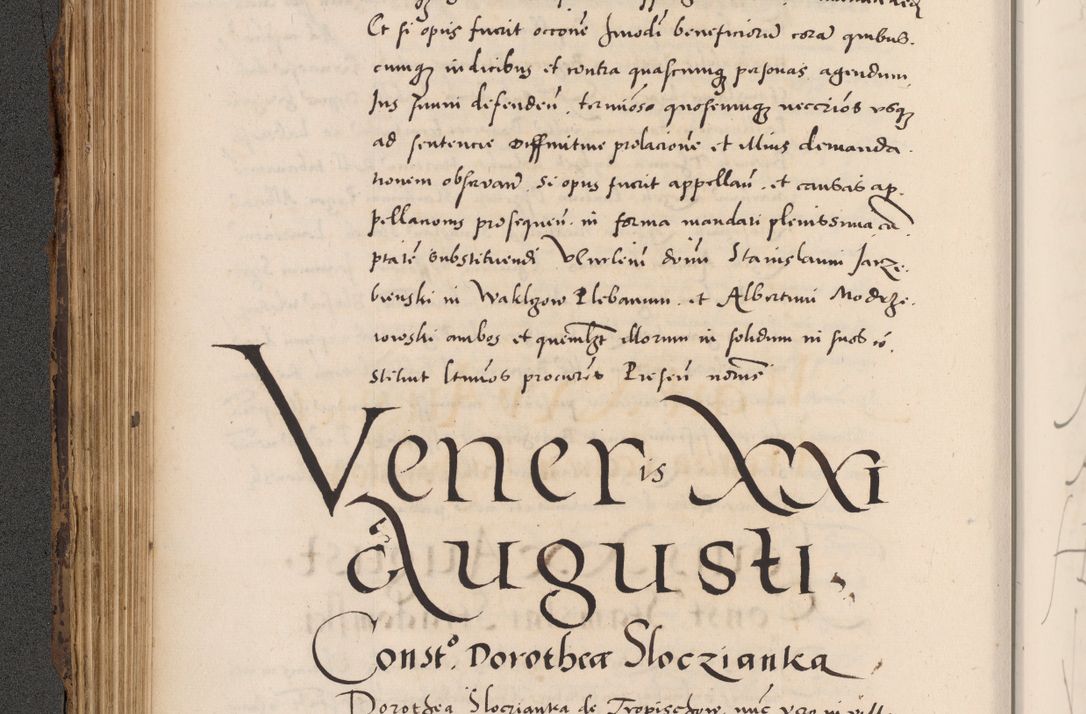 Zdjęcie nr 240 dla obiektu archiwalnego: Acta actorum causarum, sentenciarum diffinitivarum quam interloquutiorum, decretorum, obligationum, quietationum et constitutionum procuratorum coram reverndo domino Petri Porembski preposito Ossviencimensi, canonico et officiali Cracoviensi generali ad annum Dimini 1556, inditione quatuor decima, pontificatus sanctissimi in Christo patris domini Pauli divina providencia pape IIII anno ispius.