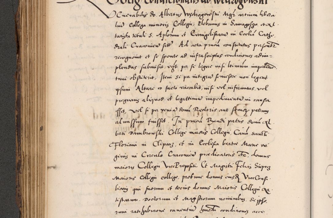 Zdjęcie nr 238 dla obiektu archiwalnego: Acta actorum causarum, sentenciarum diffinitivarum quam interloquutiorum, decretorum, obligationum, quietationum et constitutionum procuratorum coram reverndo domino Petri Porembski preposito Ossviencimensi, canonico et officiali Cracoviensi generali ad annum Dimini 1556, inditione quatuor decima, pontificatus sanctissimi in Christo patris domini Pauli divina providencia pape IIII anno ispius.