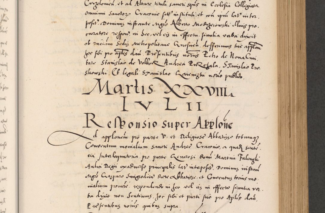Zdjęcie nr 229 dla obiektu archiwalnego: Acta actorum causarum, sentenciarum diffinitivarum quam interloquutiorum, decretorum, obligationum, quietationum et constitutionum procuratorum coram reverndo domino Petri Porembski preposito Ossviencimensi, canonico et officiali Cracoviensi generali ad annum Dimini 1556, inditione quatuor decima, pontificatus sanctissimi in Christo patris domini Pauli divina providencia pape IIII anno ispius.
