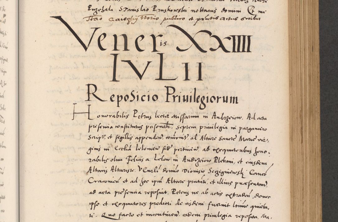 Zdjęcie nr 227 dla obiektu archiwalnego: Acta actorum causarum, sentenciarum diffinitivarum quam interloquutiorum, decretorum, obligationum, quietationum et constitutionum procuratorum coram reverndo domino Petri Porembski preposito Ossviencimensi, canonico et officiali Cracoviensi generali ad annum Dimini 1556, inditione quatuor decima, pontificatus sanctissimi in Christo patris domini Pauli divina providencia pape IIII anno ispius.