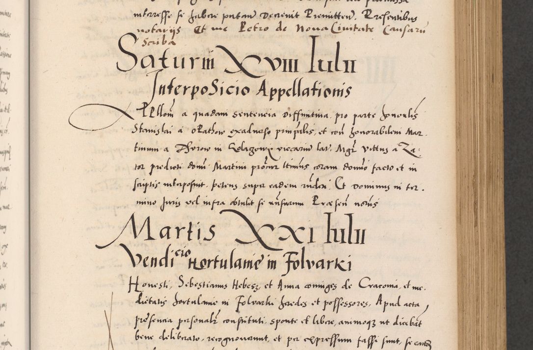 Zdjęcie nr 225 dla obiektu archiwalnego: Acta actorum causarum, sentenciarum diffinitivarum quam interloquutiorum, decretorum, obligationum, quietationum et constitutionum procuratorum coram reverndo domino Petri Porembski preposito Ossviencimensi, canonico et officiali Cracoviensi generali ad annum Dimini 1556, inditione quatuor decima, pontificatus sanctissimi in Christo patris domini Pauli divina providencia pape IIII anno ispius.