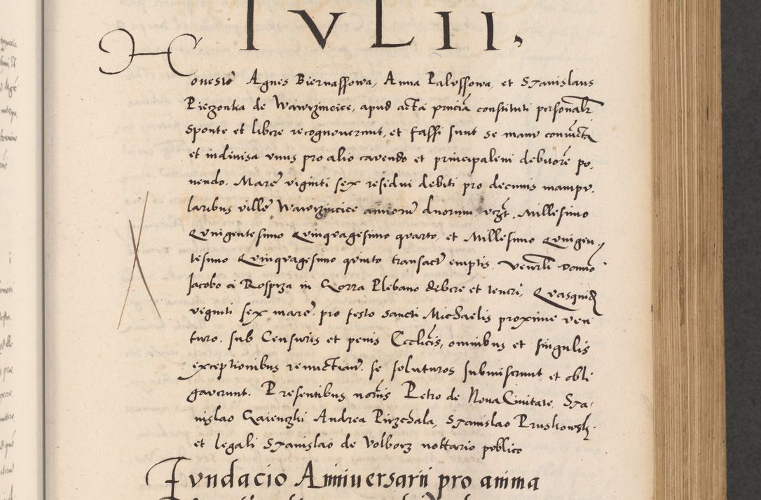 Zdjęcie nr 219 dla obiektu archiwalnego: Acta actorum causarum, sentenciarum diffinitivarum quam interloquutiorum, decretorum, obligationum, quietationum et constitutionum procuratorum coram reverndo domino Petri Porembski preposito Ossviencimensi, canonico et officiali Cracoviensi generali ad annum Dimini 1556, inditione quatuor decima, pontificatus sanctissimi in Christo patris domini Pauli divina providencia pape IIII anno ispius.