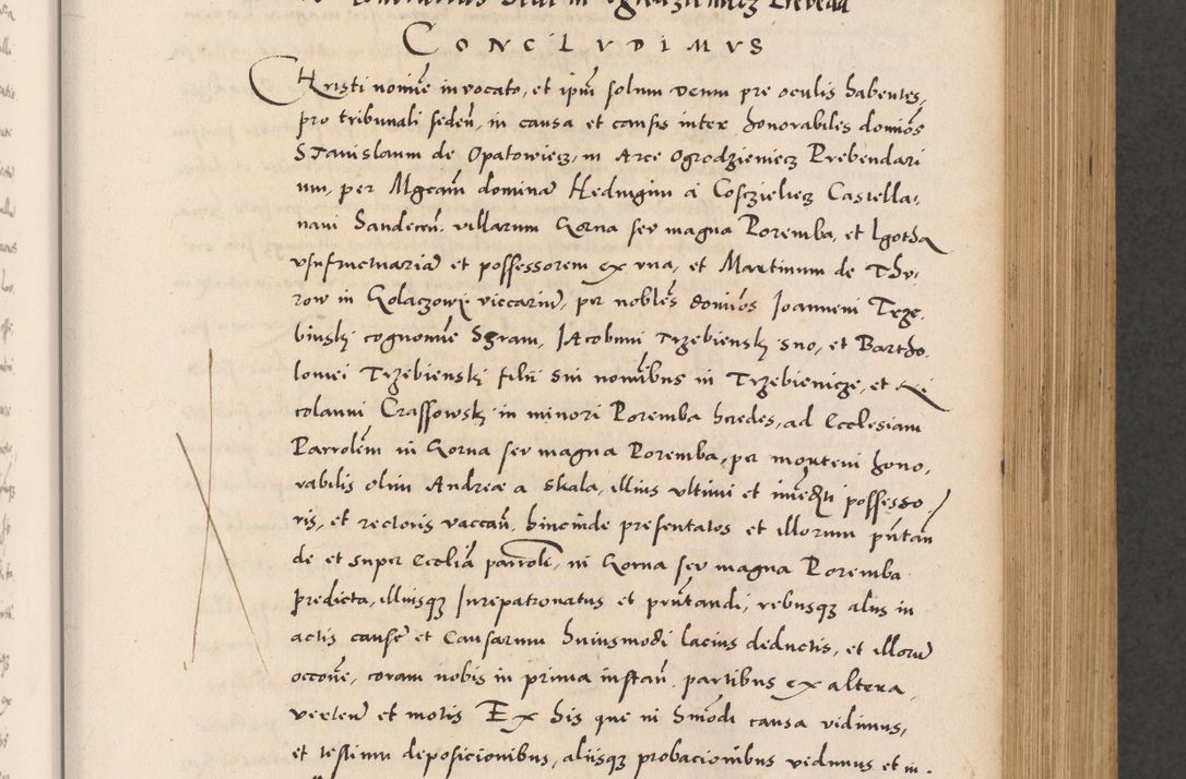 Zdjęcie nr 213 dla obiektu archiwalnego: Acta actorum causarum, sentenciarum diffinitivarum quam interloquutiorum, decretorum, obligationum, quietationum et constitutionum procuratorum coram reverndo domino Petri Porembski preposito Ossviencimensi, canonico et officiali Cracoviensi generali ad annum Dimini 1556, inditione quatuor decima, pontificatus sanctissimi in Christo patris domini Pauli divina providencia pape IIII anno ispius.