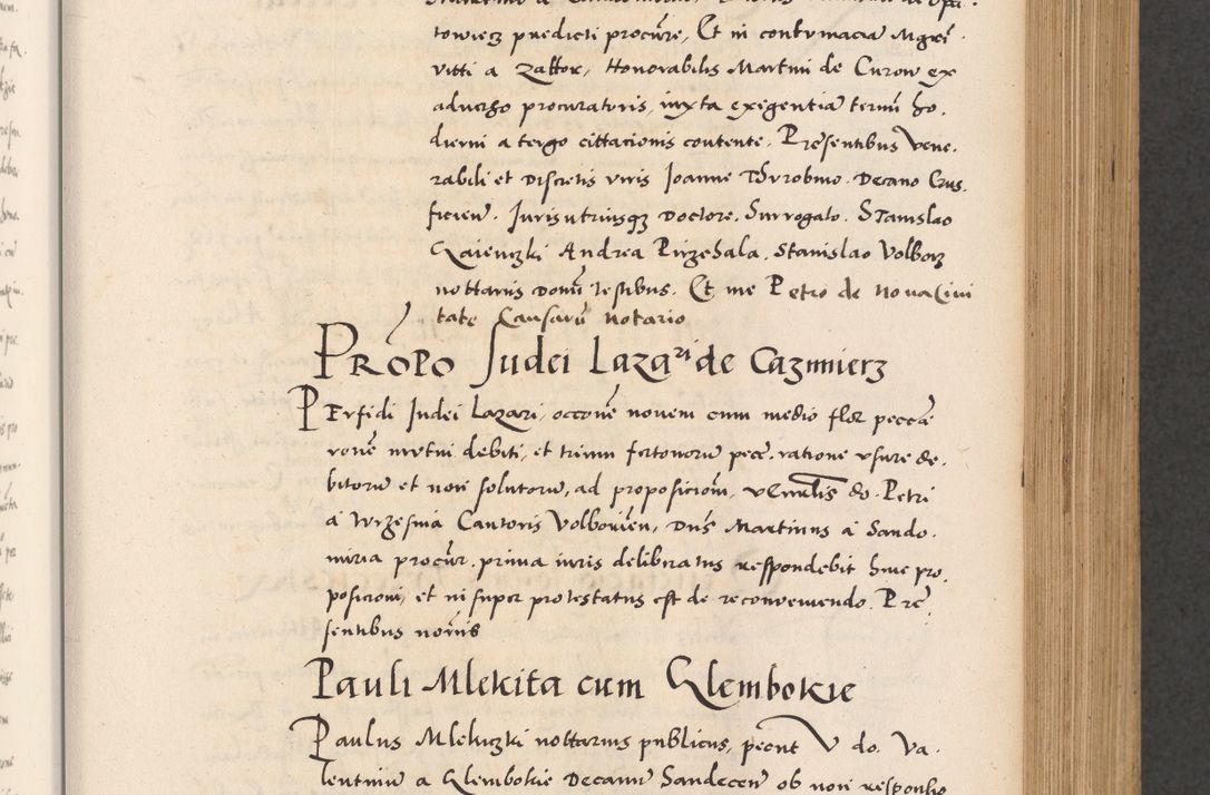 Zdjęcie nr 215 dla obiektu archiwalnego: Acta actorum causarum, sentenciarum diffinitivarum quam interloquutiorum, decretorum, obligationum, quietationum et constitutionum procuratorum coram reverndo domino Petri Porembski preposito Ossviencimensi, canonico et officiali Cracoviensi generali ad annum Dimini 1556, inditione quatuor decima, pontificatus sanctissimi in Christo patris domini Pauli divina providencia pape IIII anno ispius.