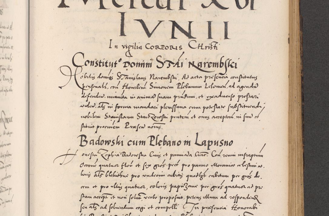 Zdjęcie nr 599 dla obiektu archiwalnego: Acta actorum causarum, sentenciarum diffinitivarum quam interloquutiorum, decretorum, obligationum, quietationum et constitutionum procuratorum coram reverndo domino Petri Porembski preposito Ossviencimensi, canonico et officiali Cracoviensi generali ad annum Dimini 1556, inditione quatuor decima, pontificatus sanctissimi in Christo patris domini Pauli divina providencia pape IIII anno ispius.