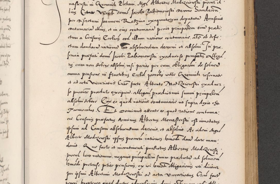 Zdjęcie nr 597 dla obiektu archiwalnego: Acta actorum causarum, sentenciarum diffinitivarum quam interloquutiorum, decretorum, obligationum, quietationum et constitutionum procuratorum coram reverndo domino Petri Porembski preposito Ossviencimensi, canonico et officiali Cracoviensi generali ad annum Dimini 1556, inditione quatuor decima, pontificatus sanctissimi in Christo patris domini Pauli divina providencia pape IIII anno ispius.