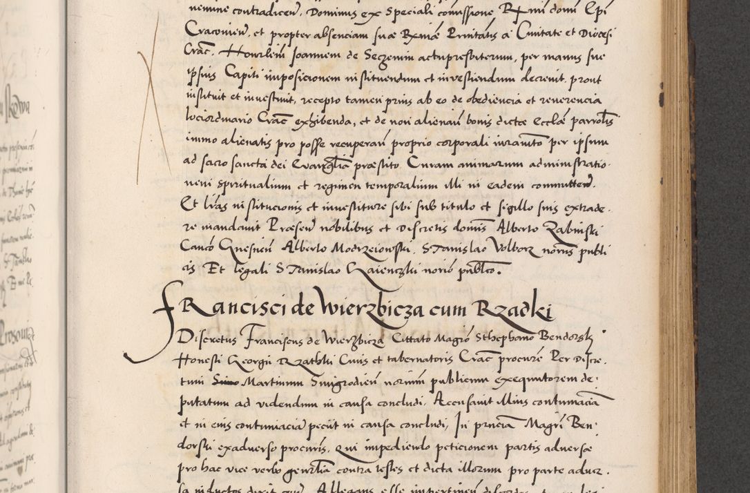 Zdjęcie nr 591 dla obiektu archiwalnego: Acta actorum causarum, sentenciarum diffinitivarum quam interloquutiorum, decretorum, obligationum, quietationum et constitutionum procuratorum coram reverndo domino Petri Porembski preposito Ossviencimensi, canonico et officiali Cracoviensi generali ad annum Dimini 1556, inditione quatuor decima, pontificatus sanctissimi in Christo patris domini Pauli divina providencia pape IIII anno ispius.
