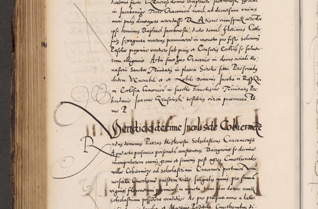 Zdjęcie nr 588 dla obiektu archiwalnego: Acta actorum causarum, sentenciarum diffinitivarum quam interloquutiorum, decretorum, obligationum, quietationum et constitutionum procuratorum coram reverndo domino Petri Porembski preposito Ossviencimensi, canonico et officiali Cracoviensi generali ad annum Dimini 1556, inditione quatuor decima, pontificatus sanctissimi in Christo patris domini Pauli divina providencia pape IIII anno ispius.