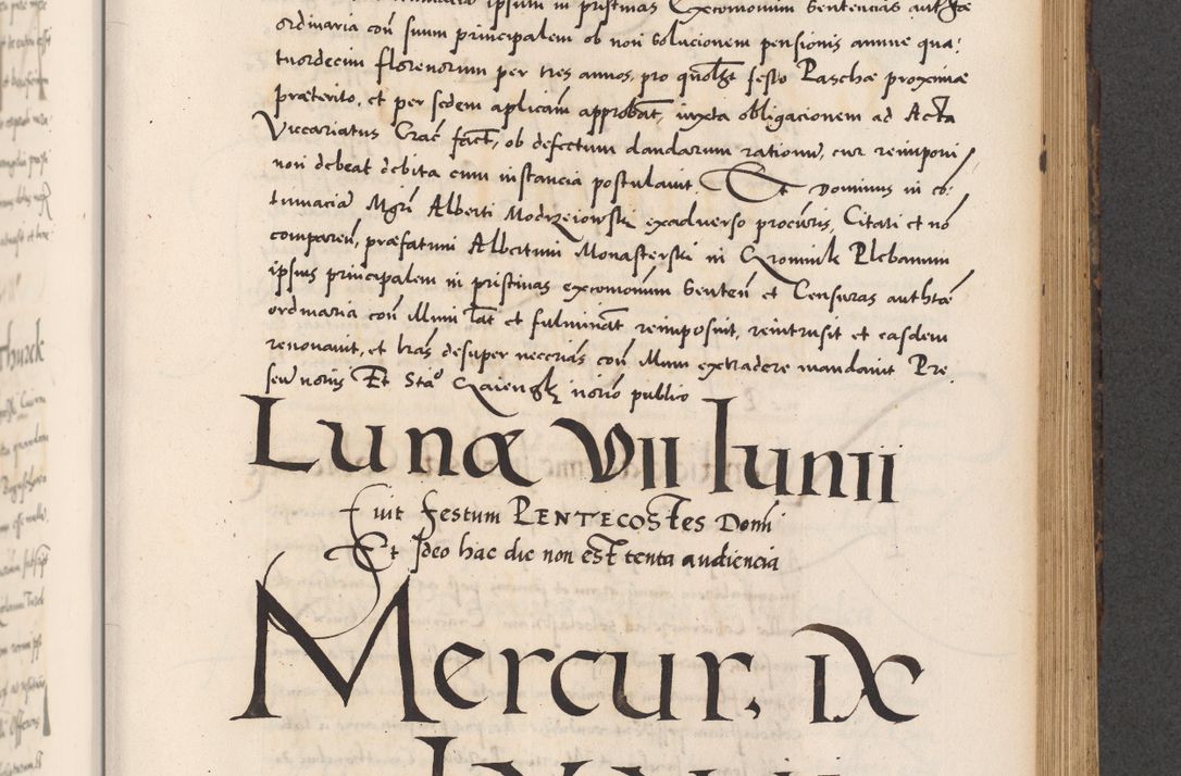Zdjęcie nr 587 dla obiektu archiwalnego: Acta actorum causarum, sentenciarum diffinitivarum quam interloquutiorum, decretorum, obligationum, quietationum et constitutionum procuratorum coram reverndo domino Petri Porembski preposito Ossviencimensi, canonico et officiali Cracoviensi generali ad annum Dimini 1556, inditione quatuor decima, pontificatus sanctissimi in Christo patris domini Pauli divina providencia pape IIII anno ispius.