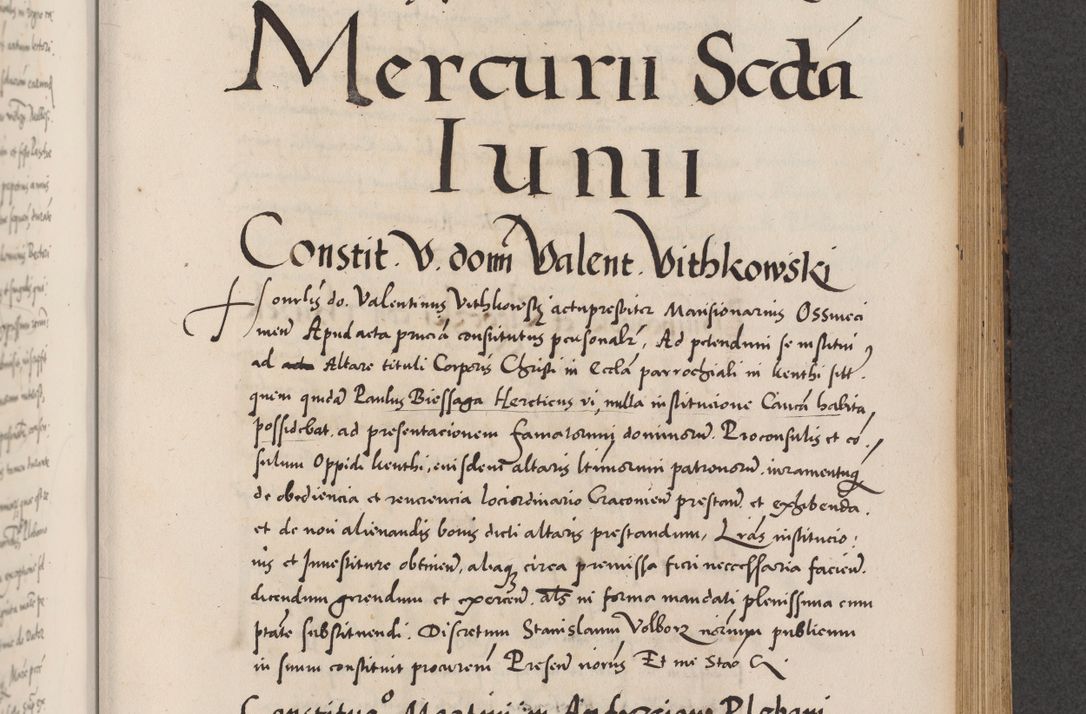 Zdjęcie nr 585 dla obiektu archiwalnego: Acta actorum causarum, sentenciarum diffinitivarum quam interloquutiorum, decretorum, obligationum, quietationum et constitutionum procuratorum coram reverndo domino Petri Porembski preposito Ossviencimensi, canonico et officiali Cracoviensi generali ad annum Dimini 1556, inditione quatuor decima, pontificatus sanctissimi in Christo patris domini Pauli divina providencia pape IIII anno ispius.