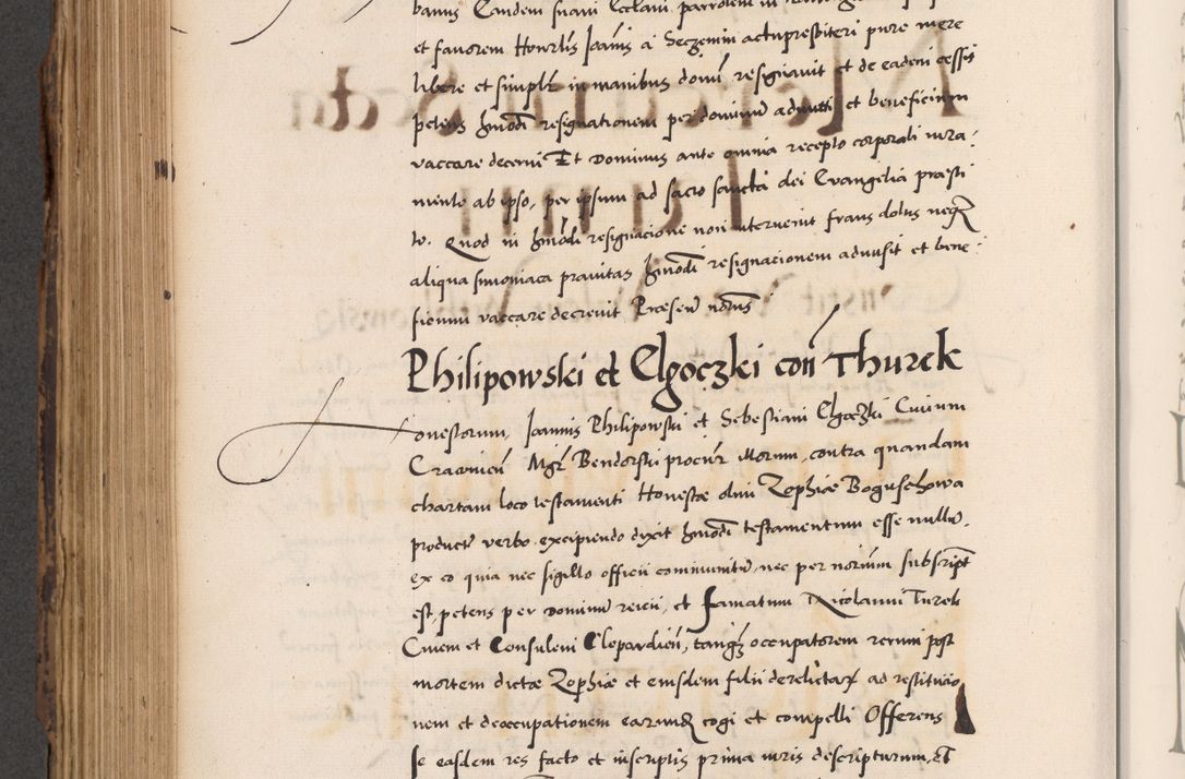 Zdjęcie nr 586 dla obiektu archiwalnego: Acta actorum causarum, sentenciarum diffinitivarum quam interloquutiorum, decretorum, obligationum, quietationum et constitutionum procuratorum coram reverndo domino Petri Porembski preposito Ossviencimensi, canonico et officiali Cracoviensi generali ad annum Dimini 1556, inditione quatuor decima, pontificatus sanctissimi in Christo patris domini Pauli divina providencia pape IIII anno ispius.
