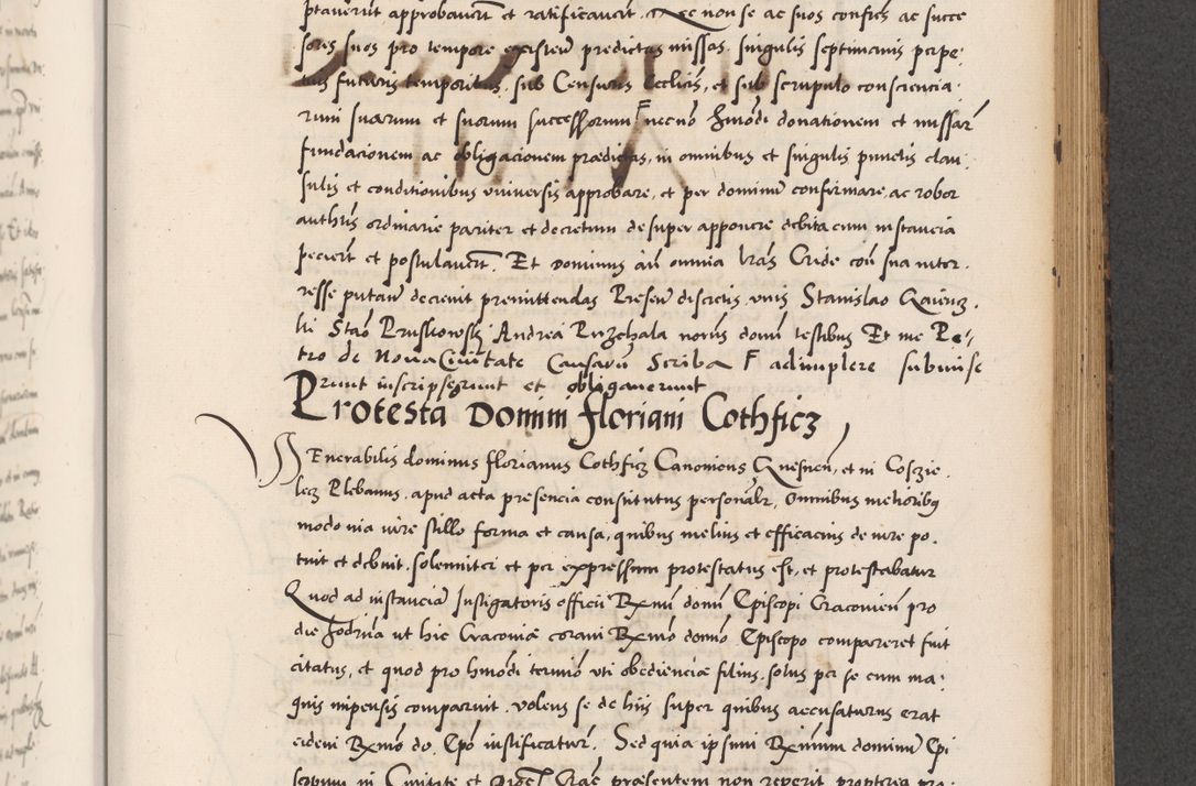 Zdjęcie nr 581 dla obiektu archiwalnego: Acta actorum causarum, sentenciarum diffinitivarum quam interloquutiorum, decretorum, obligationum, quietationum et constitutionum procuratorum coram reverndo domino Petri Porembski preposito Ossviencimensi, canonico et officiali Cracoviensi generali ad annum Dimini 1556, inditione quatuor decima, pontificatus sanctissimi in Christo patris domini Pauli divina providencia pape IIII anno ispius.