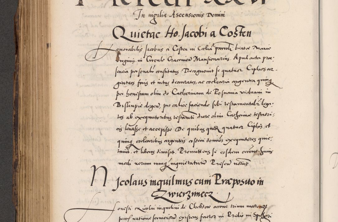 Zdjęcie nr 576 dla obiektu archiwalnego: Acta actorum causarum, sentenciarum diffinitivarum quam interloquutiorum, decretorum, obligationum, quietationum et constitutionum procuratorum coram reverndo domino Petri Porembski preposito Ossviencimensi, canonico et officiali Cracoviensi generali ad annum Dimini 1556, inditione quatuor decima, pontificatus sanctissimi in Christo patris domini Pauli divina providencia pape IIII anno ispius.
