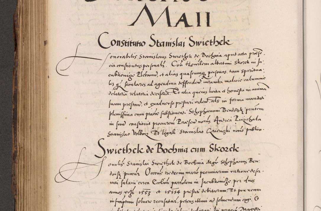Zdjęcie nr 578 dla obiektu archiwalnego: Acta actorum causarum, sentenciarum diffinitivarum quam interloquutiorum, decretorum, obligationum, quietationum et constitutionum procuratorum coram reverndo domino Petri Porembski preposito Ossviencimensi, canonico et officiali Cracoviensi generali ad annum Dimini 1556, inditione quatuor decima, pontificatus sanctissimi in Christo patris domini Pauli divina providencia pape IIII anno ispius.