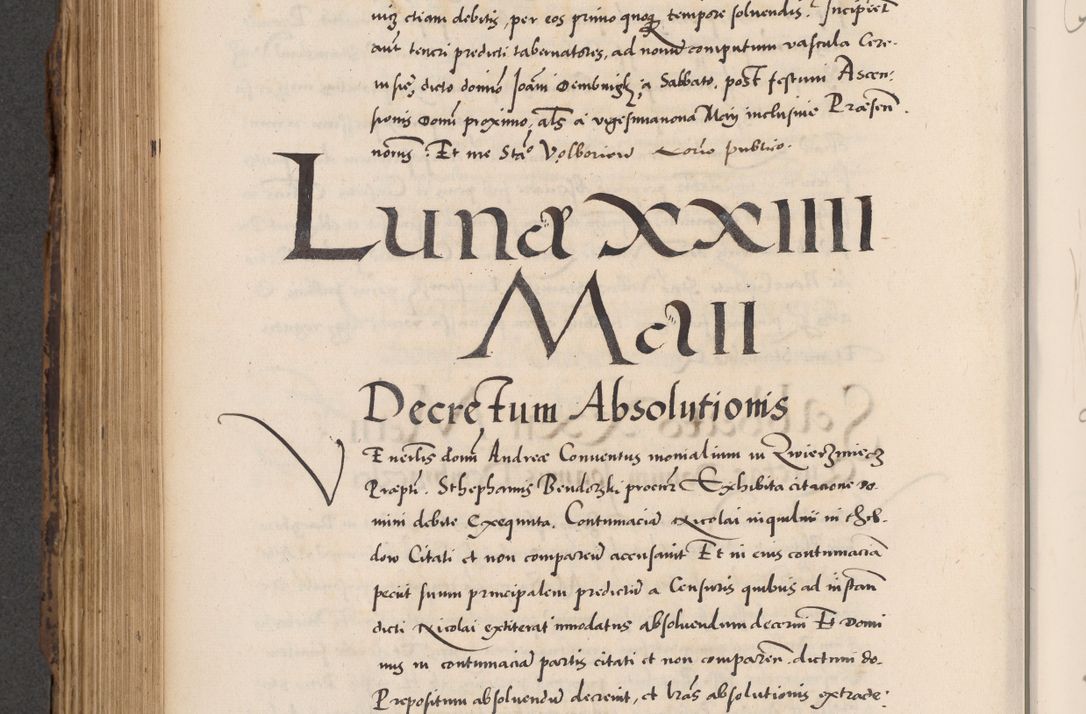 Zdjęcie nr 574 dla obiektu archiwalnego: Acta actorum causarum, sentenciarum diffinitivarum quam interloquutiorum, decretorum, obligationum, quietationum et constitutionum procuratorum coram reverndo domino Petri Porembski preposito Ossviencimensi, canonico et officiali Cracoviensi generali ad annum Dimini 1556, inditione quatuor decima, pontificatus sanctissimi in Christo patris domini Pauli divina providencia pape IIII anno ispius.