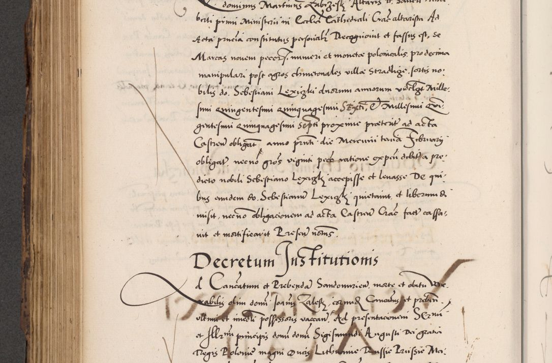Zdjęcie nr 570 dla obiektu archiwalnego: Acta actorum causarum, sentenciarum diffinitivarum quam interloquutiorum, decretorum, obligationum, quietationum et constitutionum procuratorum coram reverndo domino Petri Porembski preposito Ossviencimensi, canonico et officiali Cracoviensi generali ad annum Dimini 1556, inditione quatuor decima, pontificatus sanctissimi in Christo patris domini Pauli divina providencia pape IIII anno ispius.