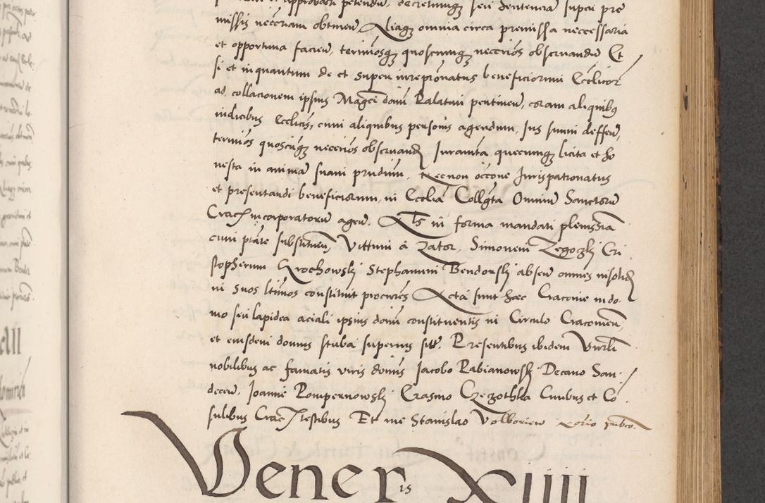 Zdjęcie nr 557 dla obiektu archiwalnego: Acta actorum causarum, sentenciarum diffinitivarum quam interloquutiorum, decretorum, obligationum, quietationum et constitutionum procuratorum coram reverndo domino Petri Porembski preposito Ossviencimensi, canonico et officiali Cracoviensi generali ad annum Dimini 1556, inditione quatuor decima, pontificatus sanctissimi in Christo patris domini Pauli divina providencia pape IIII anno ispius.