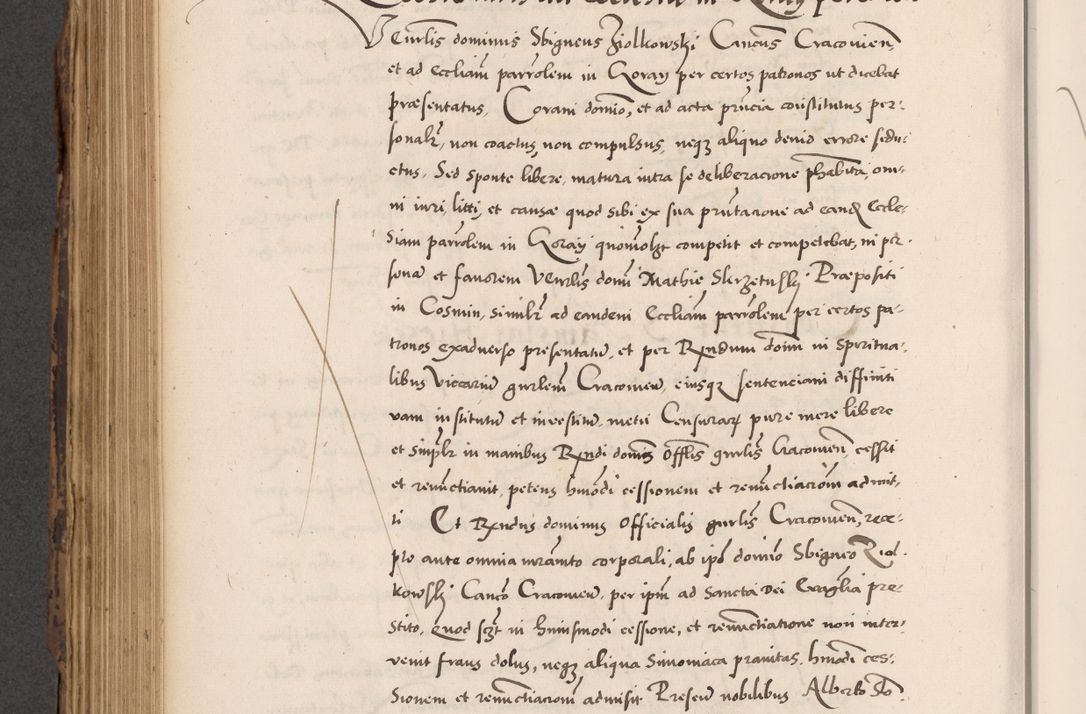 Zdjęcie nr 554 dla obiektu archiwalnego: Acta actorum causarum, sentenciarum diffinitivarum quam interloquutiorum, decretorum, obligationum, quietationum et constitutionum procuratorum coram reverndo domino Petri Porembski preposito Ossviencimensi, canonico et officiali Cracoviensi generali ad annum Dimini 1556, inditione quatuor decima, pontificatus sanctissimi in Christo patris domini Pauli divina providencia pape IIII anno ispius.