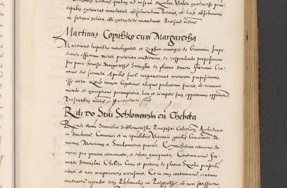 Zdjęcie nr 549 dla obiektu archiwalnego: Acta actorum causarum, sentenciarum diffinitivarum quam interloquutiorum, decretorum, obligationum, quietationum et constitutionum procuratorum coram reverndo domino Petri Porembski preposito Ossviencimensi, canonico et officiali Cracoviensi generali ad annum Dimini 1556, inditione quatuor decima, pontificatus sanctissimi in Christo patris domini Pauli divina providencia pape IIII anno ispius.