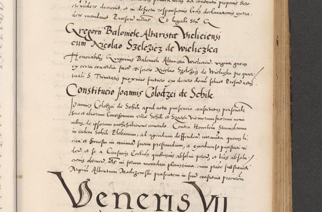 Zdjęcie nr 547 dla obiektu archiwalnego: Acta actorum causarum, sentenciarum diffinitivarum quam interloquutiorum, decretorum, obligationum, quietationum et constitutionum procuratorum coram reverndo domino Petri Porembski preposito Ossviencimensi, canonico et officiali Cracoviensi generali ad annum Dimini 1556, inditione quatuor decima, pontificatus sanctissimi in Christo patris domini Pauli divina providencia pape IIII anno ispius.