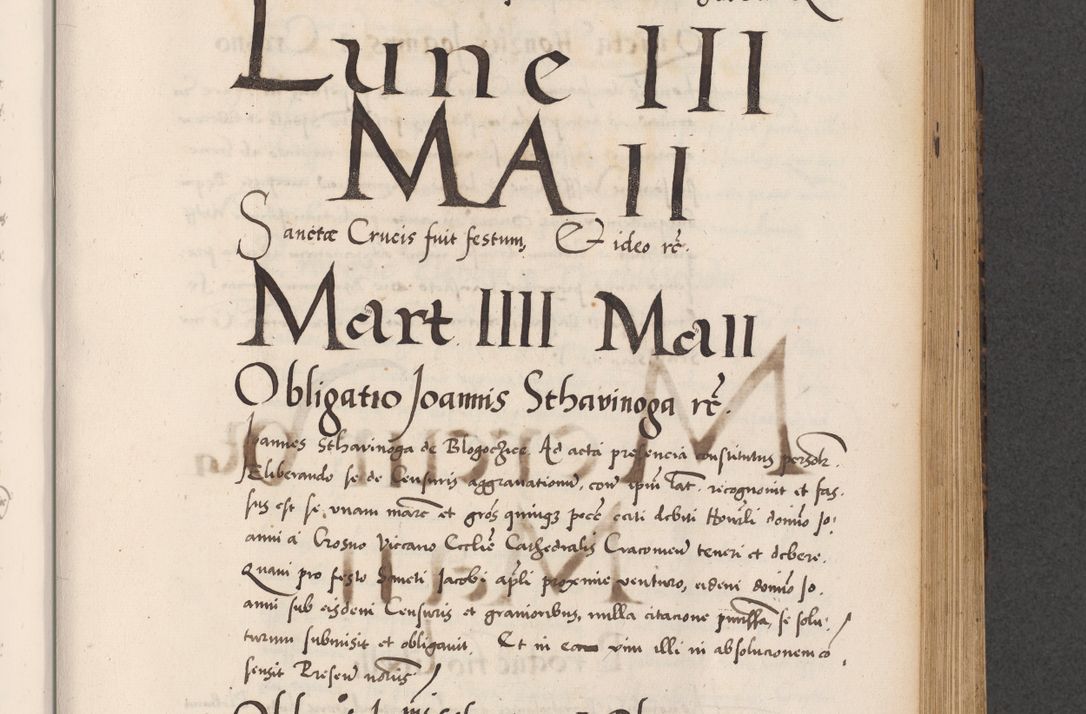 Zdjęcie nr 543 dla obiektu archiwalnego: Acta actorum causarum, sentenciarum diffinitivarum quam interloquutiorum, decretorum, obligationum, quietationum et constitutionum procuratorum coram reverndo domino Petri Porembski preposito Ossviencimensi, canonico et officiali Cracoviensi generali ad annum Dimini 1556, inditione quatuor decima, pontificatus sanctissimi in Christo patris domini Pauli divina providencia pape IIII anno ispius.