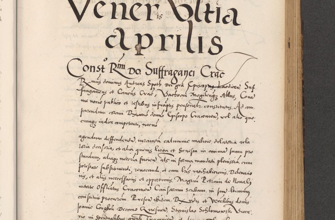 Zdjęcie nr 541 dla obiektu archiwalnego: Acta actorum causarum, sentenciarum diffinitivarum quam interloquutiorum, decretorum, obligationum, quietationum et constitutionum procuratorum coram reverndo domino Petri Porembski preposito Ossviencimensi, canonico et officiali Cracoviensi generali ad annum Dimini 1556, inditione quatuor decima, pontificatus sanctissimi in Christo patris domini Pauli divina providencia pape IIII anno ispius.