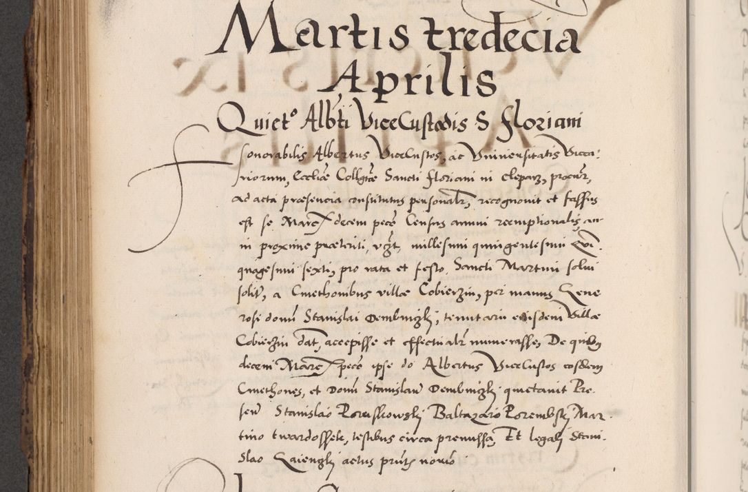 Zdjęcie nr 528 dla obiektu archiwalnego: Acta actorum causarum, sentenciarum diffinitivarum quam interloquutiorum, decretorum, obligationum, quietationum et constitutionum procuratorum coram reverndo domino Petri Porembski preposito Ossviencimensi, canonico et officiali Cracoviensi generali ad annum Dimini 1556, inditione quatuor decima, pontificatus sanctissimi in Christo patris domini Pauli divina providencia pape IIII anno ispius.