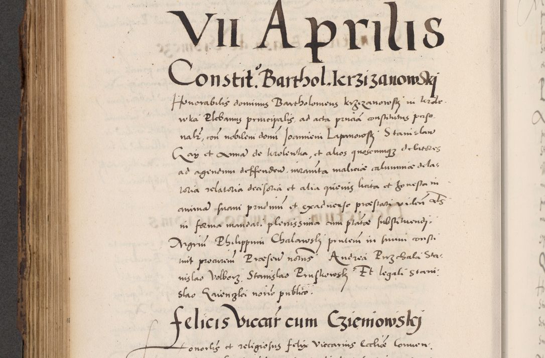 Zdjęcie nr 522 dla obiektu archiwalnego: Acta actorum causarum, sentenciarum diffinitivarum quam interloquutiorum, decretorum, obligationum, quietationum et constitutionum procuratorum coram reverndo domino Petri Porembski preposito Ossviencimensi, canonico et officiali Cracoviensi generali ad annum Dimini 1556, inditione quatuor decima, pontificatus sanctissimi in Christo patris domini Pauli divina providencia pape IIII anno ispius.