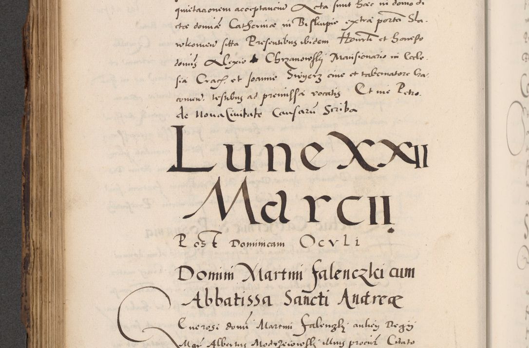 Zdjęcie nr 490 dla obiektu archiwalnego: Acta actorum causarum, sentenciarum diffinitivarum quam interloquutiorum, decretorum, obligationum, quietationum et constitutionum procuratorum coram reverndo domino Petri Porembski preposito Ossviencimensi, canonico et officiali Cracoviensi generali ad annum Dimini 1556, inditione quatuor decima, pontificatus sanctissimi in Christo patris domini Pauli divina providencia pape IIII anno ispius.