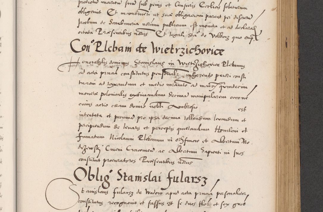 Zdjęcie nr 485 dla obiektu archiwalnego: Acta actorum causarum, sentenciarum diffinitivarum quam interloquutiorum, decretorum, obligationum, quietationum et constitutionum procuratorum coram reverndo domino Petri Porembski preposito Ossviencimensi, canonico et officiali Cracoviensi generali ad annum Dimini 1556, inditione quatuor decima, pontificatus sanctissimi in Christo patris domini Pauli divina providencia pape IIII anno ispius.