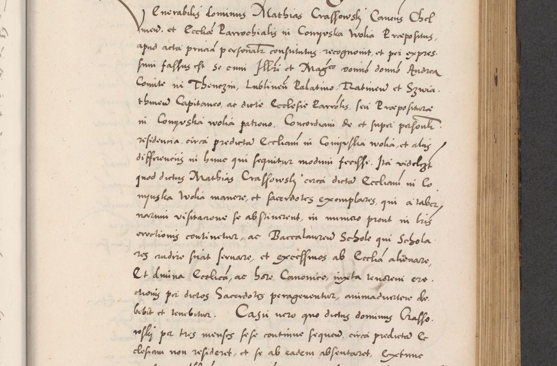 Zdjęcie nr 477 dla obiektu archiwalnego: Acta actorum causarum, sentenciarum diffinitivarum quam interloquutiorum, decretorum, obligationum, quietationum et constitutionum procuratorum coram reverndo domino Petri Porembski preposito Ossviencimensi, canonico et officiali Cracoviensi generali ad annum Dimini 1556, inditione quatuor decima, pontificatus sanctissimi in Christo patris domini Pauli divina providencia pape IIII anno ispius.