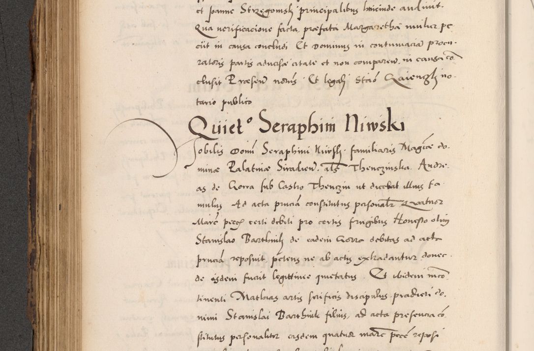 Zdjęcie nr 472 dla obiektu archiwalnego: Acta actorum causarum, sentenciarum diffinitivarum quam interloquutiorum, decretorum, obligationum, quietationum et constitutionum procuratorum coram reverndo domino Petri Porembski preposito Ossviencimensi, canonico et officiali Cracoviensi generali ad annum Dimini 1556, inditione quatuor decima, pontificatus sanctissimi in Christo patris domini Pauli divina providencia pape IIII anno ispius.