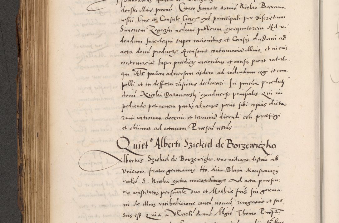 Zdjęcie nr 462 dla obiektu archiwalnego: Acta actorum causarum, sentenciarum diffinitivarum quam interloquutiorum, decretorum, obligationum, quietationum et constitutionum procuratorum coram reverndo domino Petri Porembski preposito Ossviencimensi, canonico et officiali Cracoviensi generali ad annum Dimini 1556, inditione quatuor decima, pontificatus sanctissimi in Christo patris domini Pauli divina providencia pape IIII anno ispius.