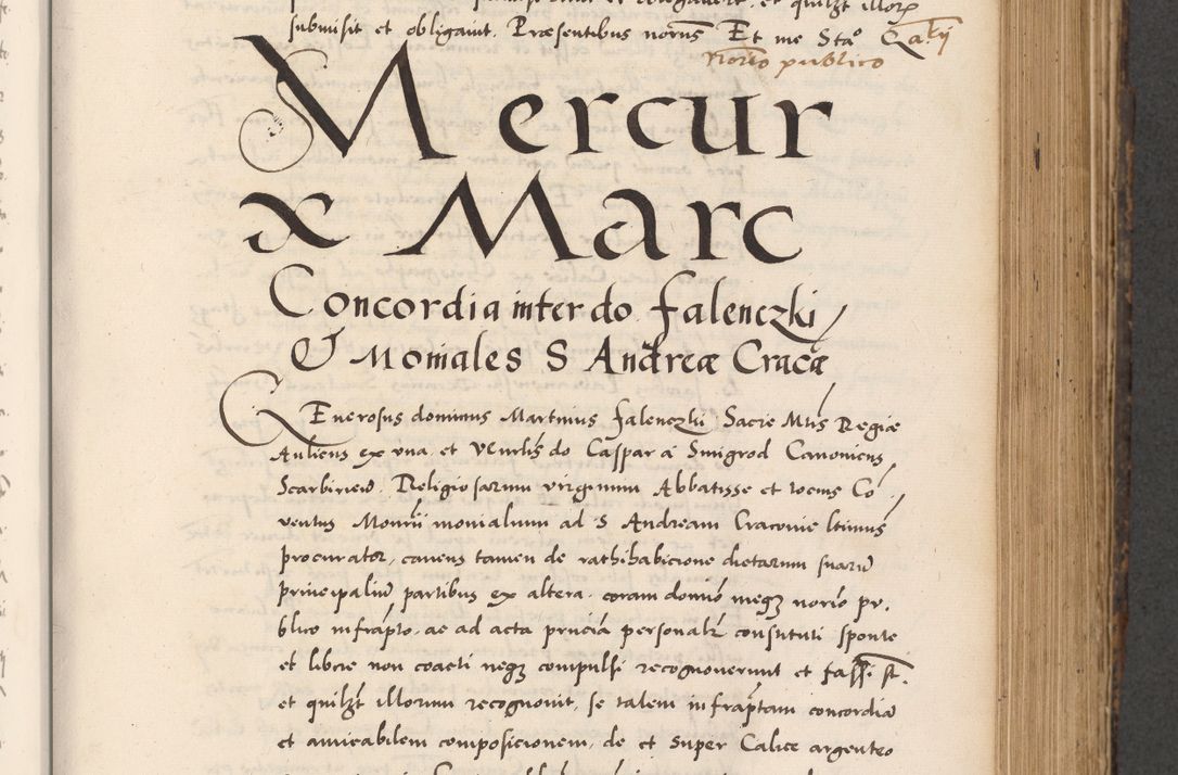 Zdjęcie nr 459 dla obiektu archiwalnego: Acta actorum causarum, sentenciarum diffinitivarum quam interloquutiorum, decretorum, obligationum, quietationum et constitutionum procuratorum coram reverndo domino Petri Porembski preposito Ossviencimensi, canonico et officiali Cracoviensi generali ad annum Dimini 1556, inditione quatuor decima, pontificatus sanctissimi in Christo patris domini Pauli divina providencia pape IIII anno ispius.