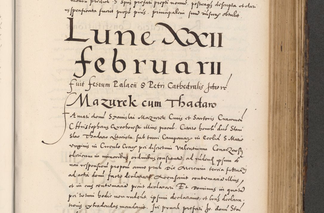 Zdjęcie nr 439 dla obiektu archiwalnego: Acta actorum causarum, sentenciarum diffinitivarum quam interloquutiorum, decretorum, obligationum, quietationum et constitutionum procuratorum coram reverndo domino Petri Porembski preposito Ossviencimensi, canonico et officiali Cracoviensi generali ad annum Dimini 1556, inditione quatuor decima, pontificatus sanctissimi in Christo patris domini Pauli divina providencia pape IIII anno ispius.