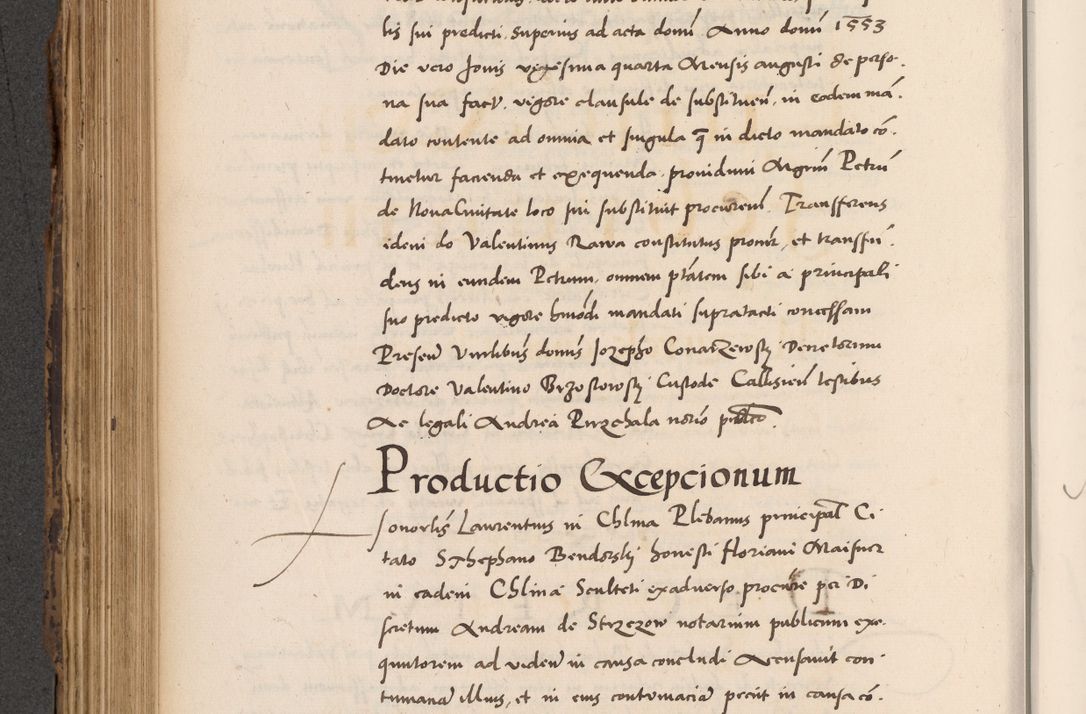 Zdjęcie nr 438 dla obiektu archiwalnego: Acta actorum causarum, sentenciarum diffinitivarum quam interloquutiorum, decretorum, obligationum, quietationum et constitutionum procuratorum coram reverndo domino Petri Porembski preposito Ossviencimensi, canonico et officiali Cracoviensi generali ad annum Dimini 1556, inditione quatuor decima, pontificatus sanctissimi in Christo patris domini Pauli divina providencia pape IIII anno ispius.