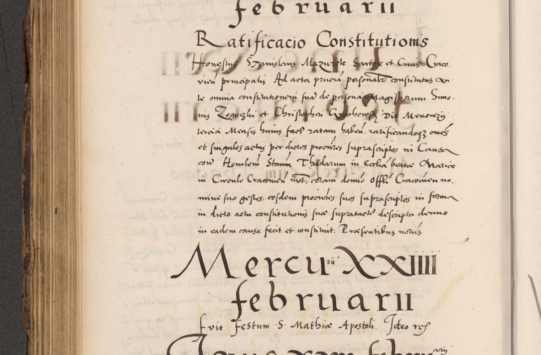 Zdjęcie nr 440 dla obiektu archiwalnego: Acta actorum causarum, sentenciarum diffinitivarum quam interloquutiorum, decretorum, obligationum, quietationum et constitutionum procuratorum coram reverndo domino Petri Porembski preposito Ossviencimensi, canonico et officiali Cracoviensi generali ad annum Dimini 1556, inditione quatuor decima, pontificatus sanctissimi in Christo patris domini Pauli divina providencia pape IIII anno ispius.