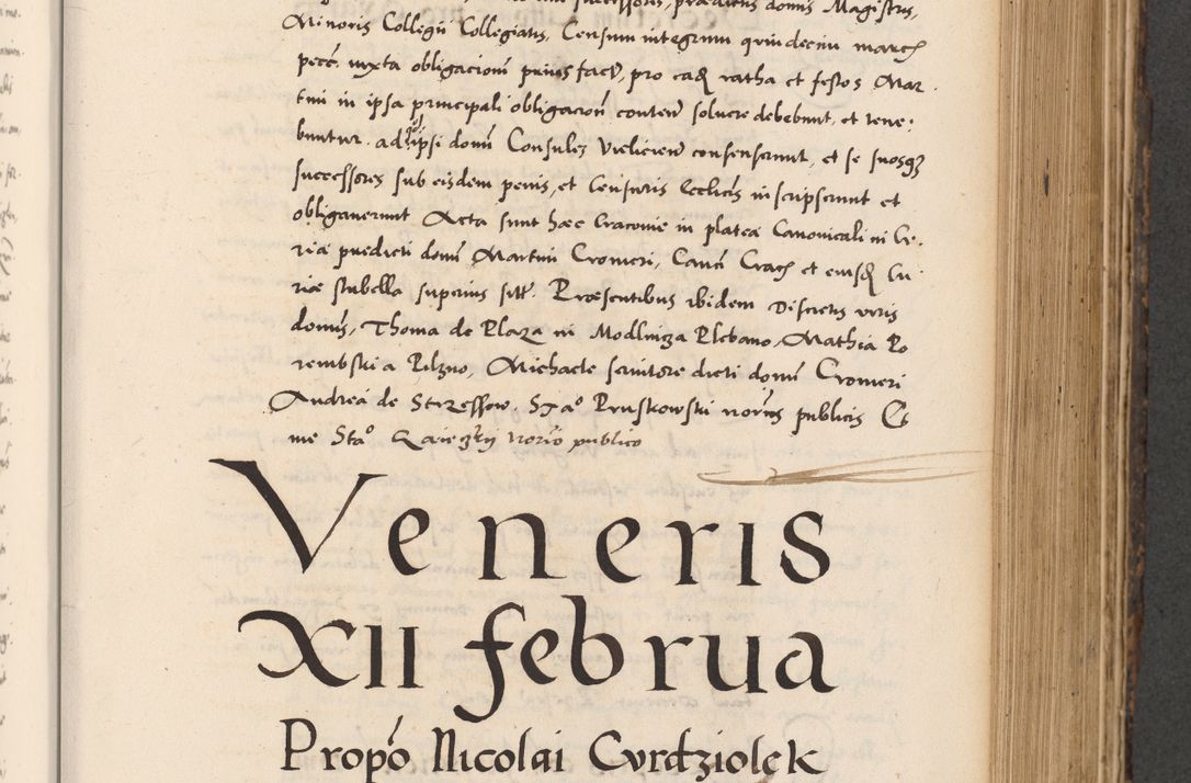 Zdjęcie nr 429 dla obiektu archiwalnego: Acta actorum causarum, sentenciarum diffinitivarum quam interloquutiorum, decretorum, obligationum, quietationum et constitutionum procuratorum coram reverndo domino Petri Porembski preposito Ossviencimensi, canonico et officiali Cracoviensi generali ad annum Dimini 1556, inditione quatuor decima, pontificatus sanctissimi in Christo patris domini Pauli divina providencia pape IIII anno ispius.