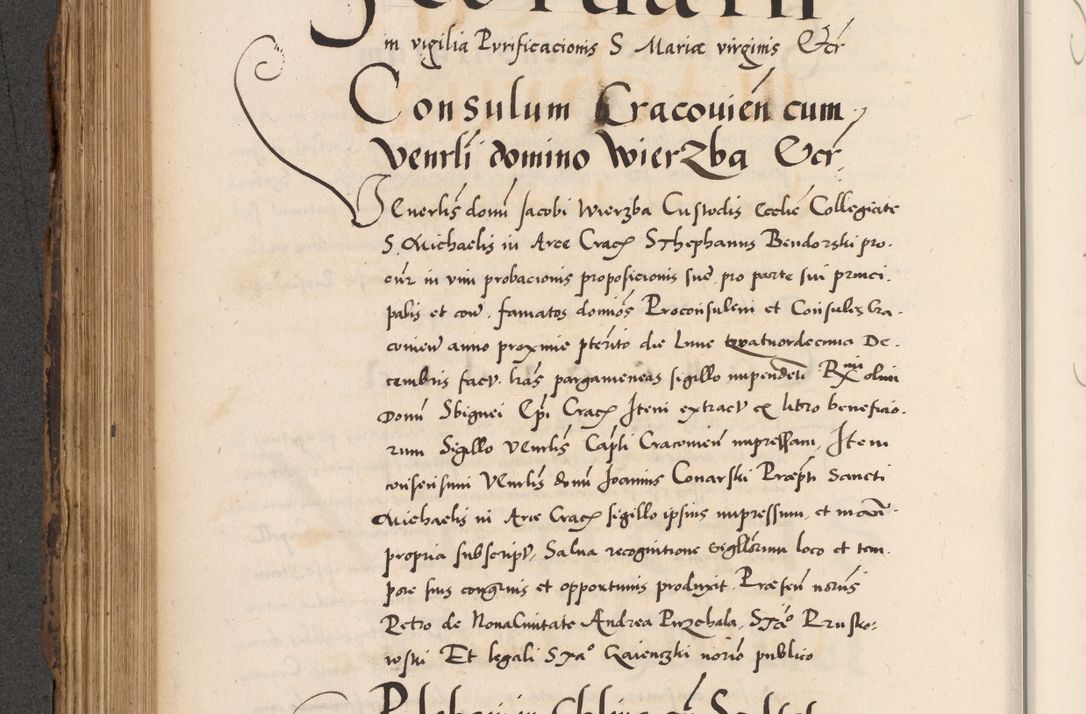 Zdjęcie nr 418 dla obiektu archiwalnego: Acta actorum causarum, sentenciarum diffinitivarum quam interloquutiorum, decretorum, obligationum, quietationum et constitutionum procuratorum coram reverndo domino Petri Porembski preposito Ossviencimensi, canonico et officiali Cracoviensi generali ad annum Dimini 1556, inditione quatuor decima, pontificatus sanctissimi in Christo patris domini Pauli divina providencia pape IIII anno ispius.