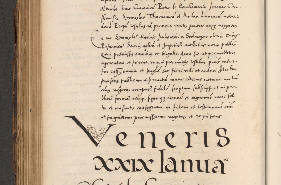 Zdjęcie nr 416 dla obiektu archiwalnego: Acta actorum causarum, sentenciarum diffinitivarum quam interloquutiorum, decretorum, obligationum, quietationum et constitutionum procuratorum coram reverndo domino Petri Porembski preposito Ossviencimensi, canonico et officiali Cracoviensi generali ad annum Dimini 1556, inditione quatuor decima, pontificatus sanctissimi in Christo patris domini Pauli divina providencia pape IIII anno ispius.