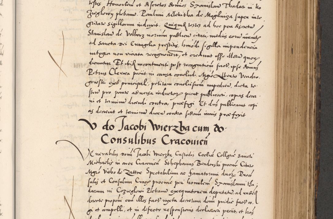 Zdjęcie nr 413 dla obiektu archiwalnego: Acta actorum causarum, sentenciarum diffinitivarum quam interloquutiorum, decretorum, obligationum, quietationum et constitutionum procuratorum coram reverndo domino Petri Porembski preposito Ossviencimensi, canonico et officiali Cracoviensi generali ad annum Dimini 1556, inditione quatuor decima, pontificatus sanctissimi in Christo patris domini Pauli divina providencia pape IIII anno ispius.