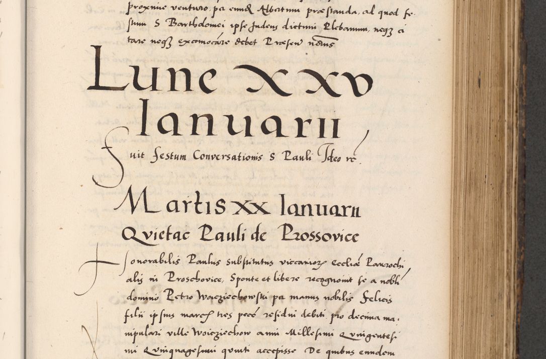Zdjęcie nr 411 dla obiektu archiwalnego: Acta actorum causarum, sentenciarum diffinitivarum quam interloquutiorum, decretorum, obligationum, quietationum et constitutionum procuratorum coram reverndo domino Petri Porembski preposito Ossviencimensi, canonico et officiali Cracoviensi generali ad annum Dimini 1556, inditione quatuor decima, pontificatus sanctissimi in Christo patris domini Pauli divina providencia pape IIII anno ispius.