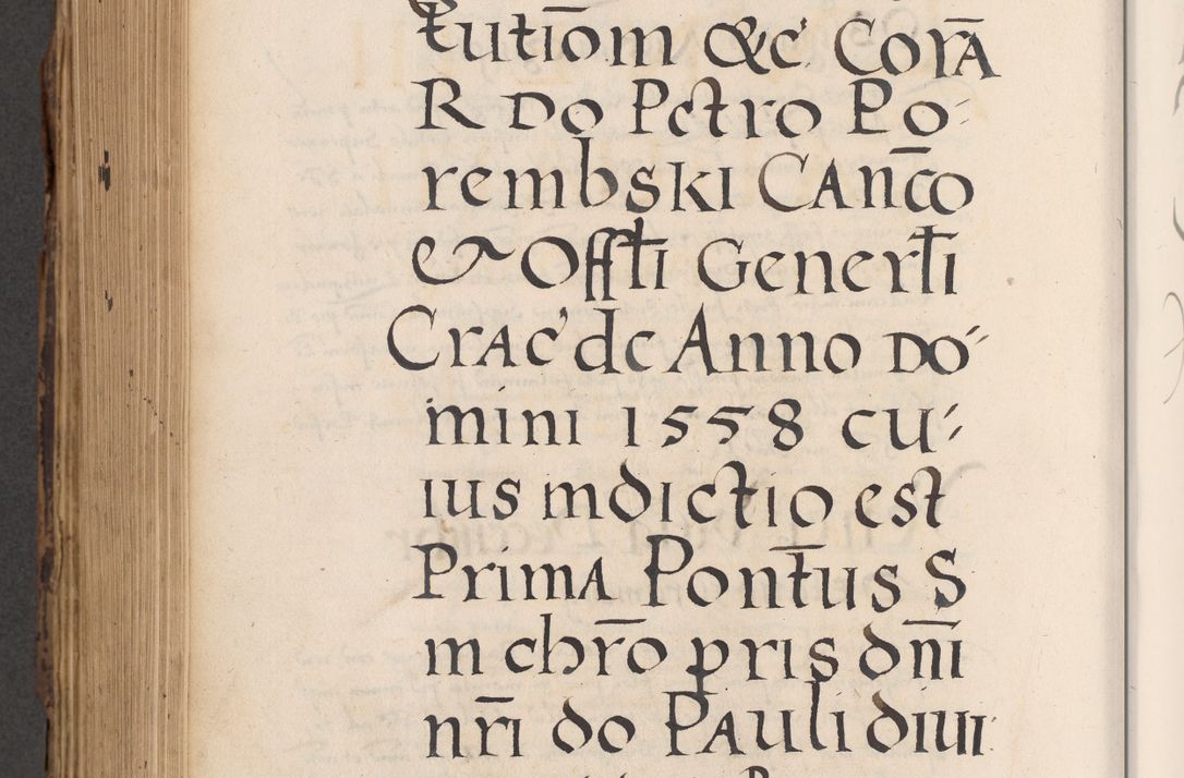 Zdjęcie nr 798 dla obiektu archiwalnego: Acta actorum causarum, sentenciarum diffinitivarum quam interloquutiorum, decretorum, obligationum, quietationum et constitutionum procuratorum coram reverndo domino Petri Porembski preposito Ossviencimensi, canonico et officiali Cracoviensi generali ad annum Dimini 1556, inditione quatuor decima, pontificatus sanctissimi in Christo patris domini Pauli divina providencia pape IIII anno ispius.