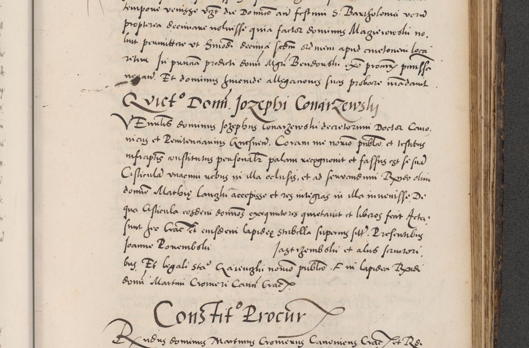 Zdjęcie nr 781 dla obiektu archiwalnego: Acta actorum causarum, sentenciarum diffinitivarum quam interloquutiorum, decretorum, obligationum, quietationum et constitutionum procuratorum coram reverndo domino Petri Porembski preposito Ossviencimensi, canonico et officiali Cracoviensi generali ad annum Dimini 1556, inditione quatuor decima, pontificatus sanctissimi in Christo patris domini Pauli divina providencia pape IIII anno ispius.